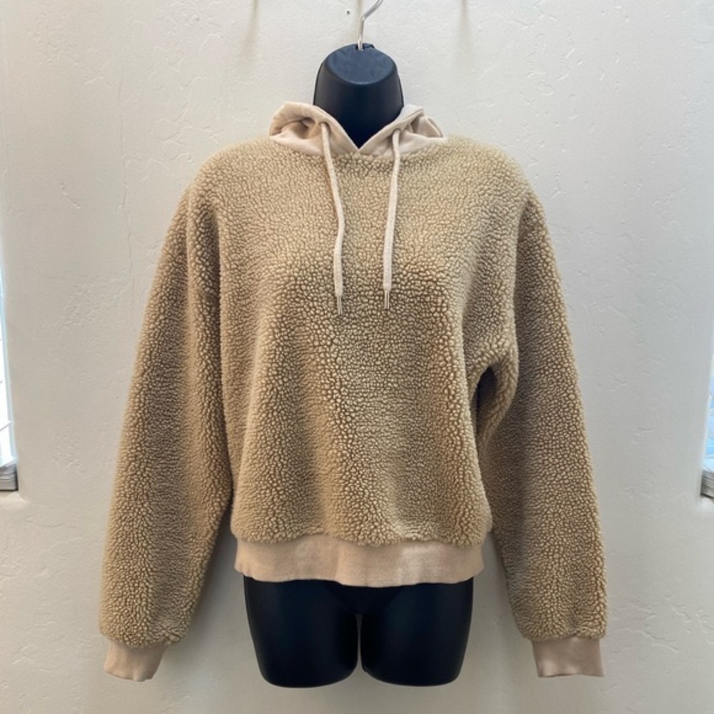 All Row Tan Sherpa Sweater Pullover Size S